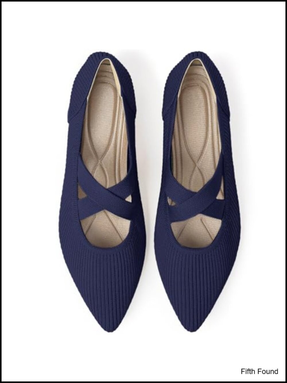 Women's Knit Mary Jane Flats Pointed Toe Slip-On Ballet Shoes